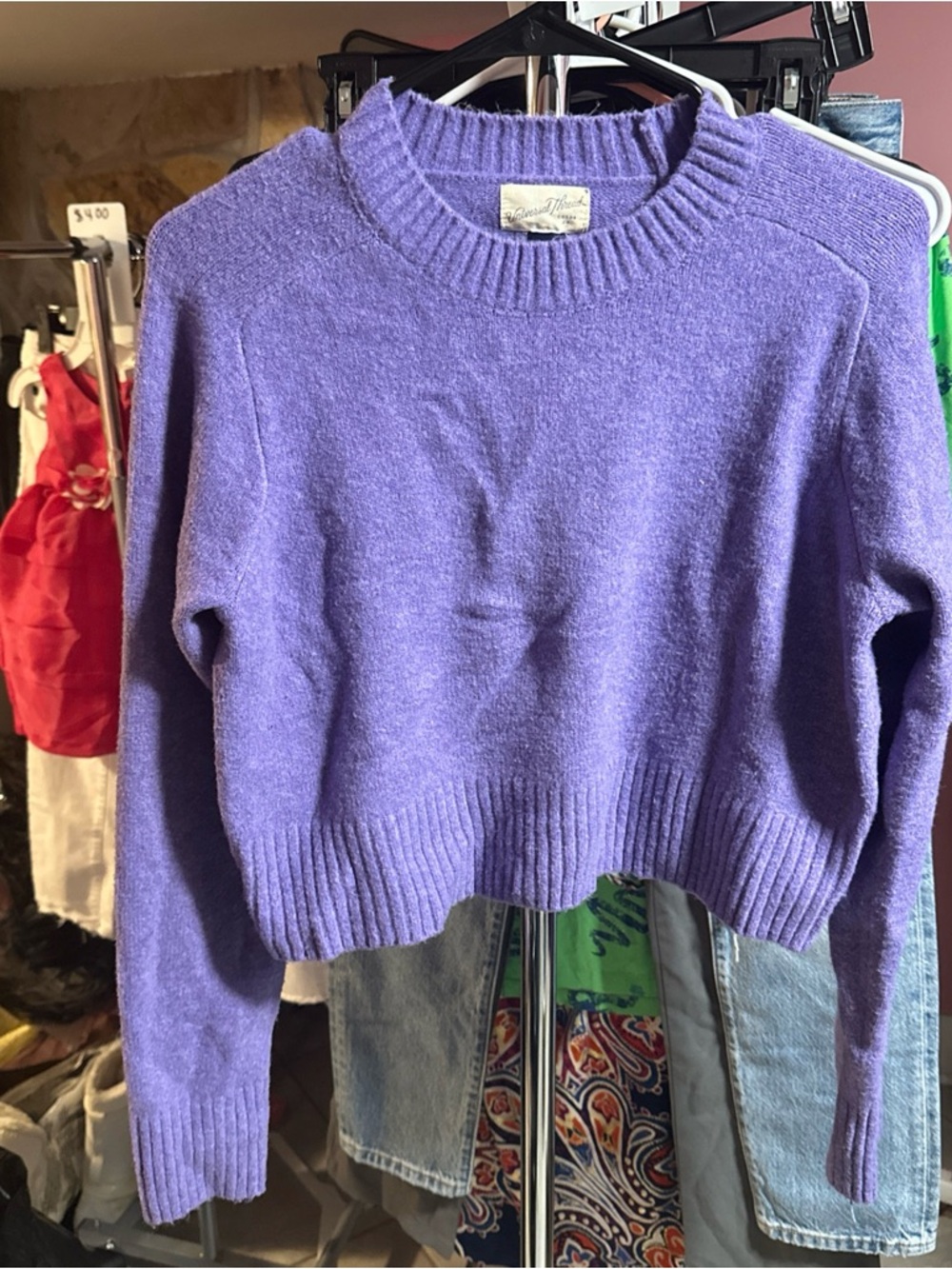Universal Thread Lavender Cropped Crewneck Sweater